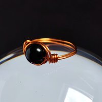 Obsidian Wire Wrapped Ring in Silver or Copper