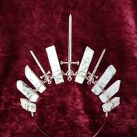 Crusader crown with howlite and silver swords.