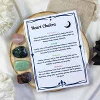 Heart chakra crystal set with rose quartz, emerald, aventurine, rhodonite and information card.