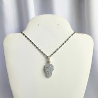 Raw Celestite Wire Wrapped Pendant in Silver