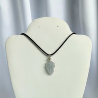 Raw Celestite Wire Wrapped Pendant in Silver