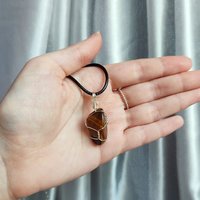 Tiger's Eye Wire Wrapped Pendant in Silver