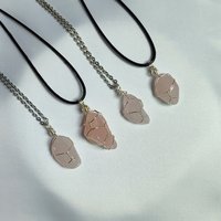 Rose Quartz Wire Wrapped Pendant in Silver