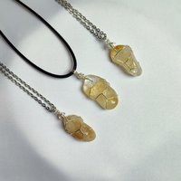Citrine Wire Wrapped Pendant in Silver