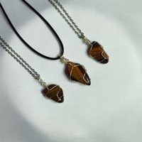 Tiger's Eye Wire Wrapped Pendant in Silver