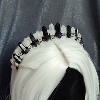 FALLEN ANGEL Black and Aura Quartz Crystal Crown