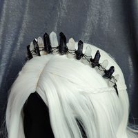 FALLEN ANGEL Black and Aura Quartz Crystal Crown