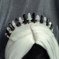 FALLEN ANGEL Black and Aura Quartz Crystal Crown