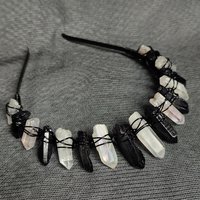 FALLEN ANGEL Black and Aura Quartz Crystal Crown