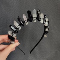 FALLEN ANGEL Black and Aura Quartz Crystal Crown