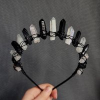 FALLEN ANGEL Black and Aura Quartz Crystal Crown