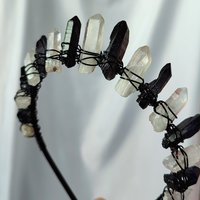 FALLEN ANGEL Black and Aura Quartz Crystal Crown