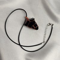 Chunky Obsidian Wire Wrapped Pendant in Silver, Gold or Copper