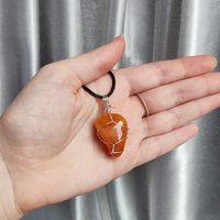 Carnelian Wire Wrapped Pendant in Silver