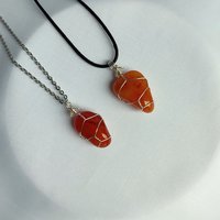 Carnelian Wire Wrapped Pendant in Silver