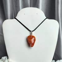 Carnelian Wire Wrapped Pendant in Silver