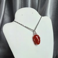 Carnelian Wire Wrapped Pendant in Silver