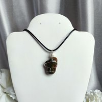 Unakite Wire Wrapped Pendant in Silver