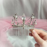 Fairy branch comb with AB glass crystal, branches, pearls and chains.