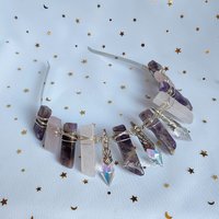 GRACIE Amethyst and Rose Quartz Crystal Crown