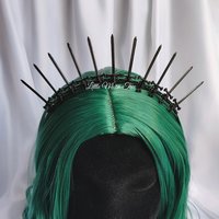 Dark Knight Crown with black swords wire wrapped onto a headband.