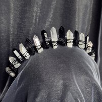 Fallen angel crown with black quartz and angel aura quartz.