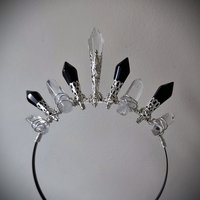 Dark Angel crown with quartz, black glass crystals and clear centrepiece.