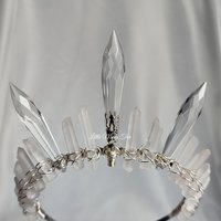 Ice Queen Crown with white quartz and clear glass crystals.