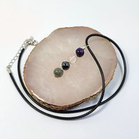 Empath Protection necklace with amethyst, rose quartz, hematite and labradorite beads.