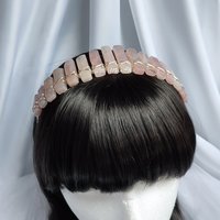 Rose quartz headband with silver plated wire.