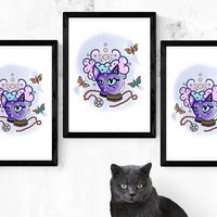 Mystic Cat with Crystal Ball Art Print
