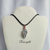 Raw Celestite Wire Wrapped Pendant in Gold, Rose Gold or Copper