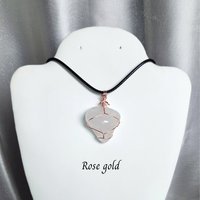 Quartz wire wrapped pendant in gold, rose gold or copper.