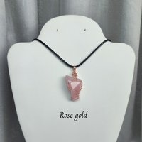 Rose Quartz Wire Wrapped Pendant in Gold, Rose Gold or Copper