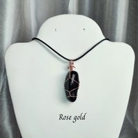 Obsidian Wire Wrapped Pendant in Gold, Rose Gold or Copper