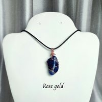 Sodalite Wire Wrapped Pendant in Gold, Rose Gold or Copper