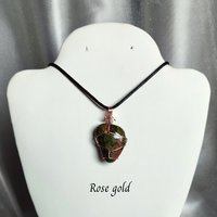 Unakite Wire Wrapped Pendant in Gold, Rose Gold or Copper