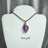 Amethyst Wire Wrapped Pendant in Gold, Rose Gold or Copper