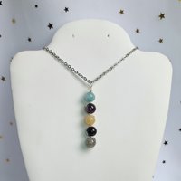 Scorpio pendant with aquamarine, amethyst, citrine, obsidian and labradorite.