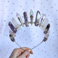 Gracie Crown with amethyst, rose quartz and glass crystals.