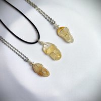 Citrine Wire Wrapped Pendant in Gold, Rose Gold or Copper