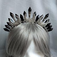 Night Queen Crown with black glass crystals and bronze moons.