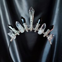 Dark Angel crown with quartz, black glass crystals and clear centrepiece.