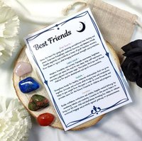 Crystals for best friends with rose quartz, lapis lazuli, unakite, carnelian and information card.