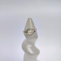 Selenite Wire Wrapped Ring in Silver or Copper