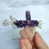 Silver Combs with Branches and Crystal Chips
