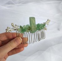 Silver Combs with Branches and Crystal Chips