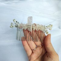 Silver Combs with Branches and Crystal Chips