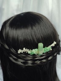 Silver Combs with Branches and Crystal Chips