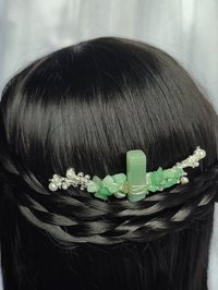 Silver Combs with Branches and Crystal Chips